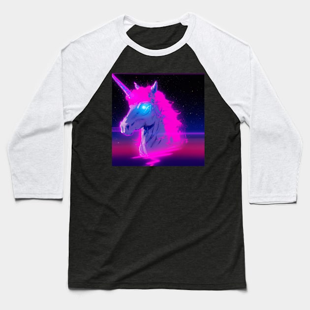 Neon Unicorn Baseball T-Shirt by Starbase79